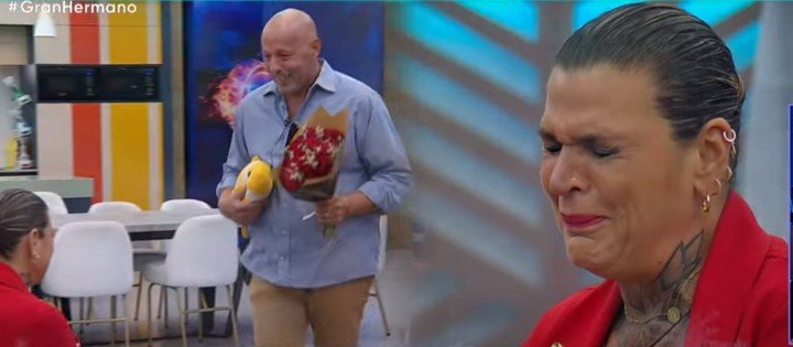 El día que su marido, Lucas, entró a la casa para sorprenderla en el "Congelados" (los participantes no pueden hablar ni moverse ante la visita).